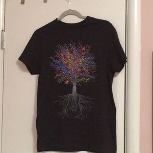 Artsy Black and Rainbow Music Note Tree Tee Shirt